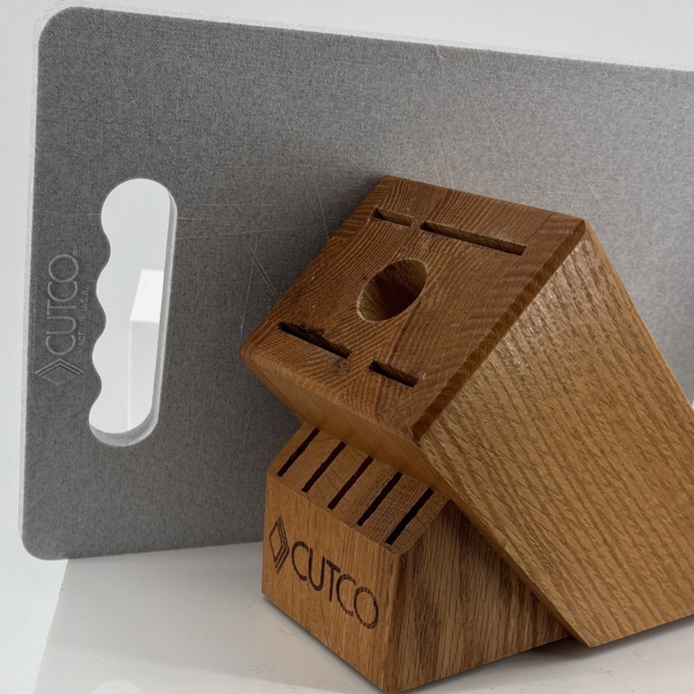 Cutco 10-Slot Wooden Knife Block Honey Oak and‎ Cutco Cutting Board USA